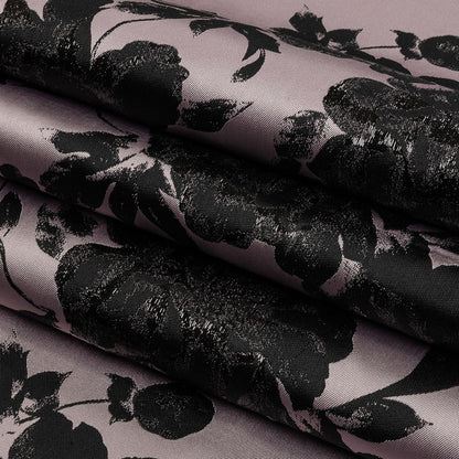 Metallic Black and Orchid Floral Luxury Brocade