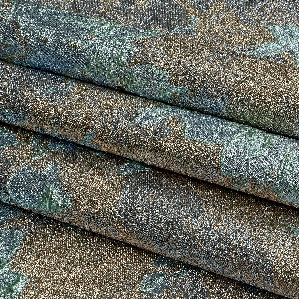 Metallic Rose Gold and Heavenly Crackled Floral Luxury Brocade