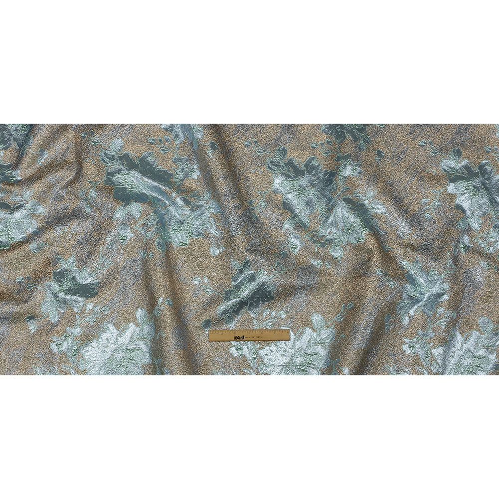 Metallic Rose Gold and Heavenly Crackled Floral Luxury Brocade