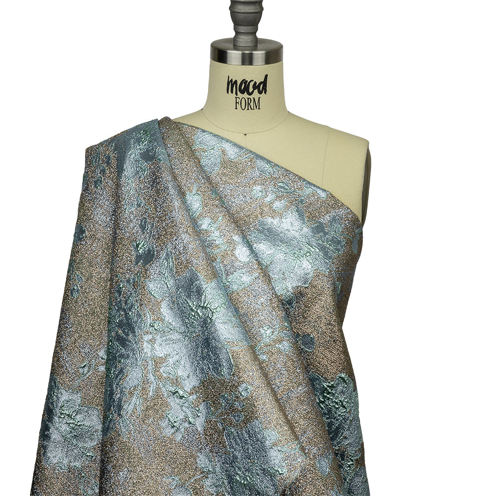 Metallic Rose Gold and Heavenly Crackled Floral Luxury Brocade