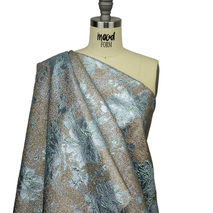 Metallic Rose Gold and Heavenly Crackled Floral Luxury Brocade