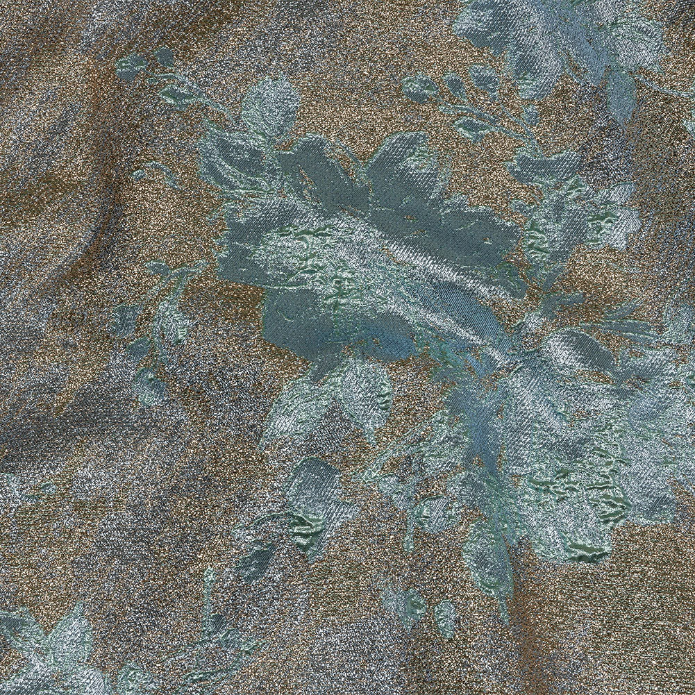 Metallic Rose Gold and Heavenly Crackled Floral Luxury Brocade