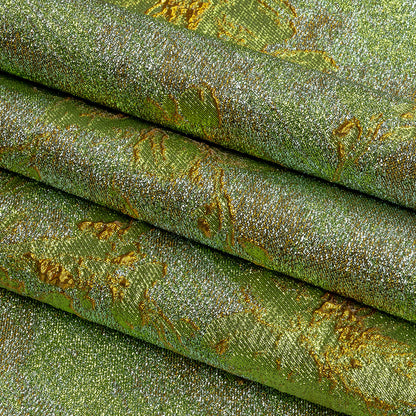 Metallic Aqua, Lime and Solar flare Crackled Floral Luxury Brocade