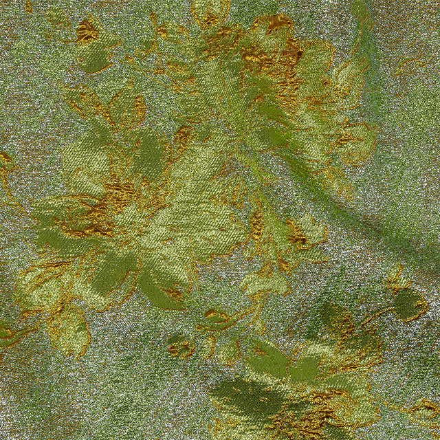 Metallic Aqua, Lime and Solar flare Crackled Floral Luxury Brocade