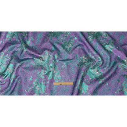 Metallic Purple, Lilac and Teal Crackled Floral Luxury Brocade