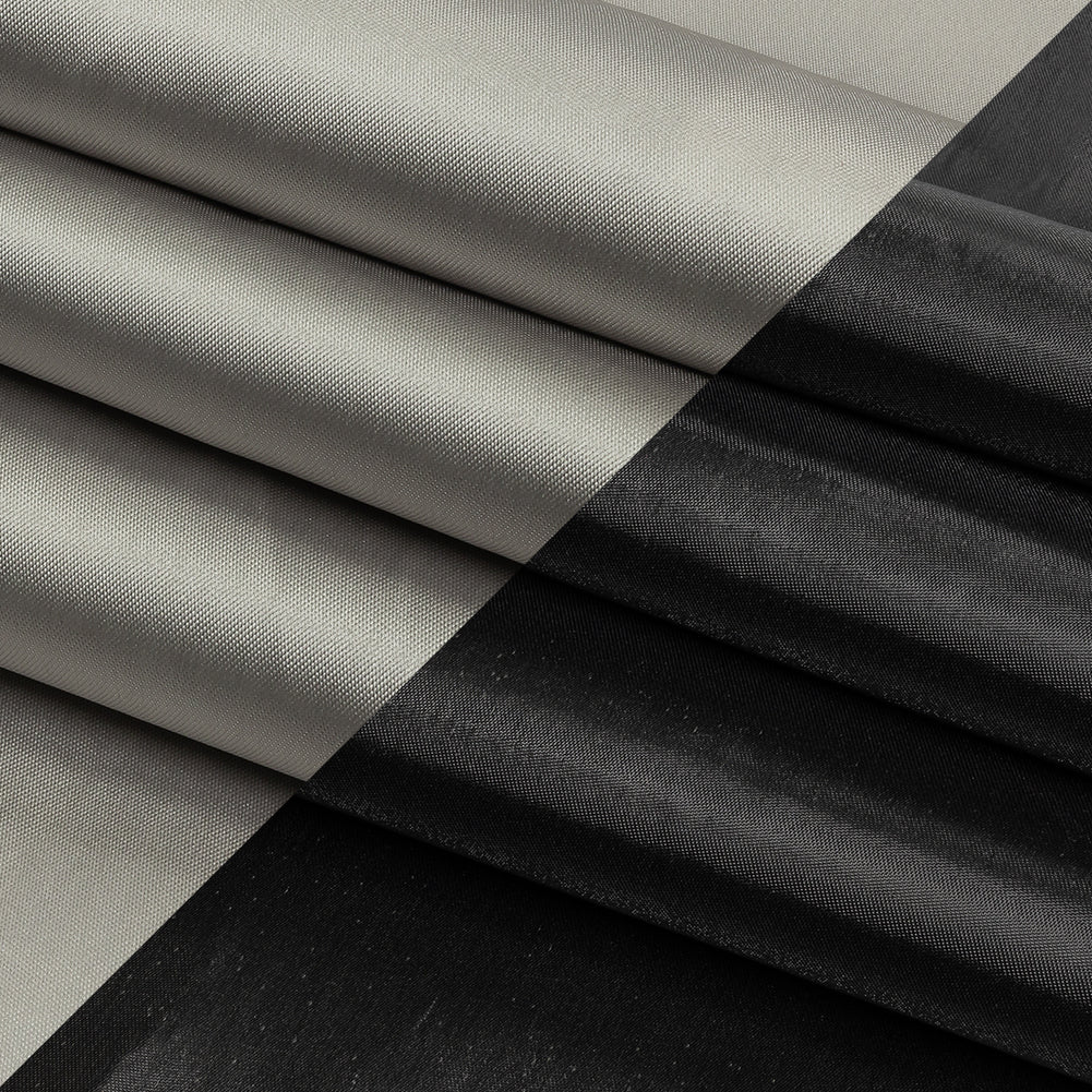 Olwyn Metallic Charcoal and Pale Gray Double Faced Luxury Mikado