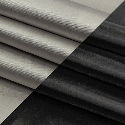 Olwyn Metallic Charcoal and Pale Gray Double Faced Luxury Mikado