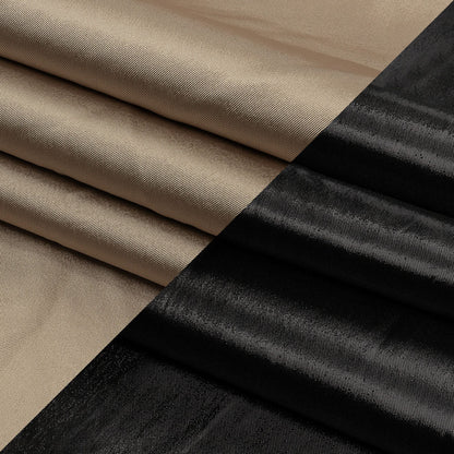 Olwyn Metallic Black and Beige Double Faced Luxury Mikado