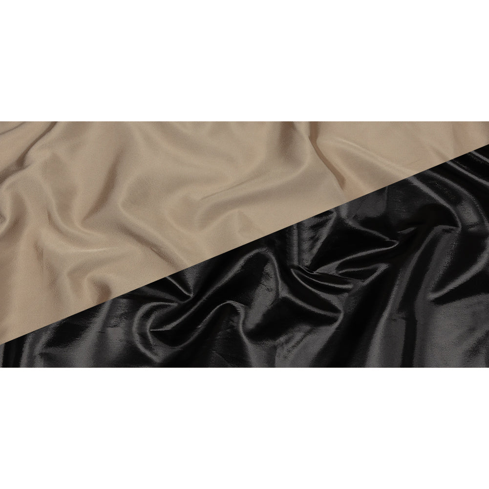Olwyn Metallic Black and Beige Double Faced Luxury Mikado - Full