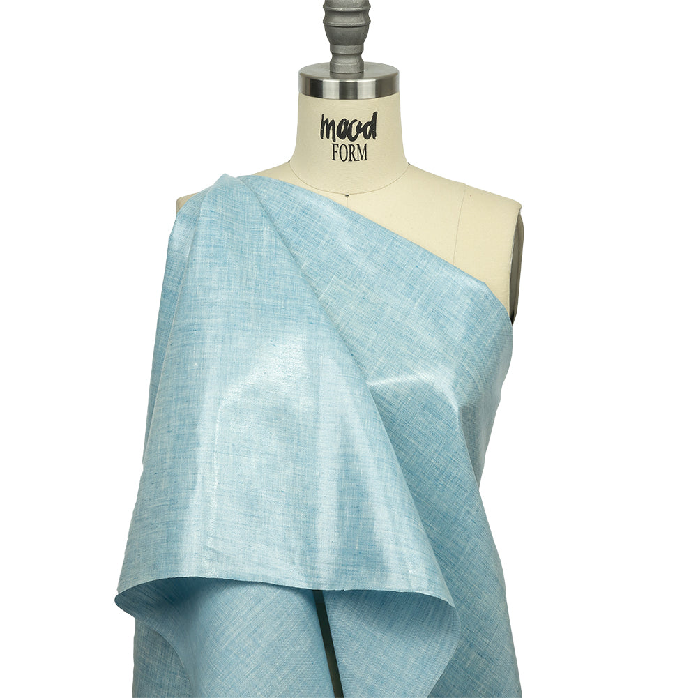 Light Blue Linen Oilcloth Drape