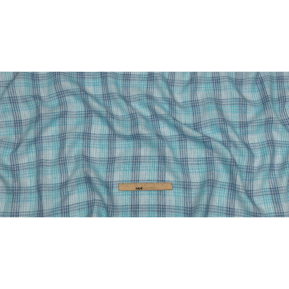 Shades of Blue Plaid Lightweight Linen Woven - Full