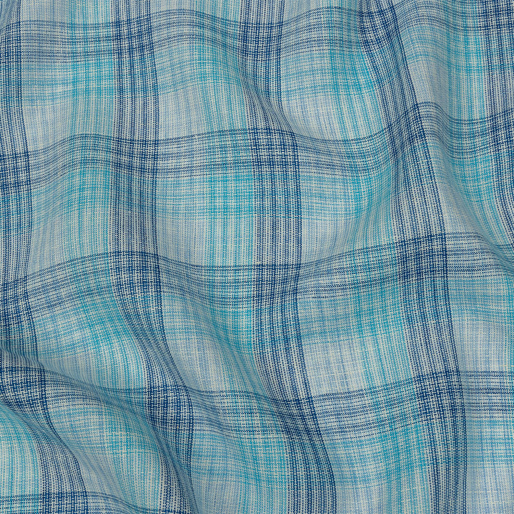 Shades of Blue Plaid Lightweight Linen Woven