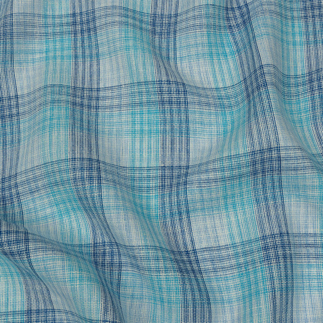 Shades of Blue Plaid Lightweight Linen Woven