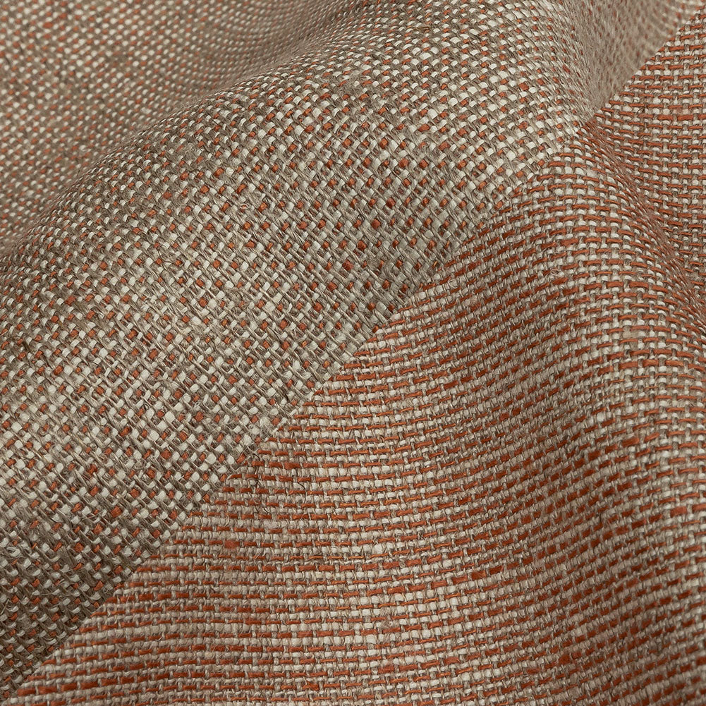 Cinnamon and Beige Tweedy Linen Woven Detail