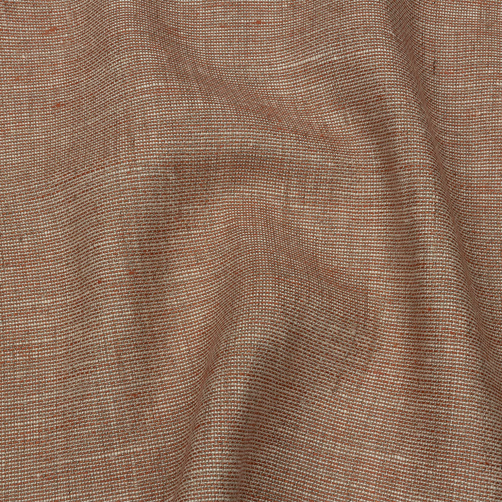 Cinnamon and Beige Tweedy Linen Woven