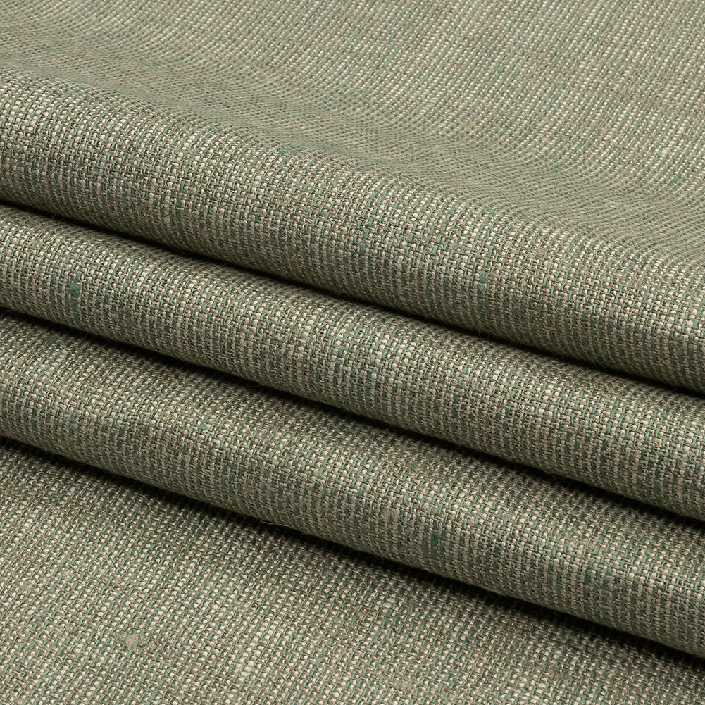 Fern and Natural Tweedy Linen Woven Folded