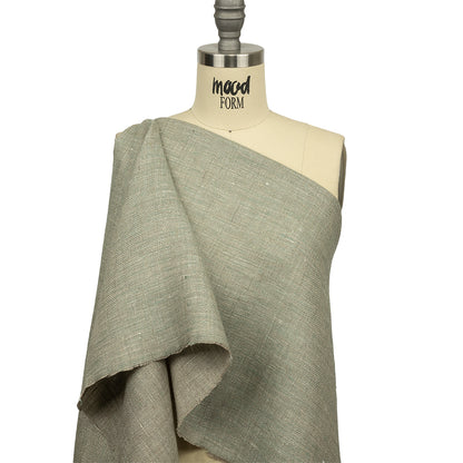 Fern and Natural Tweedy Linen Woven Drape