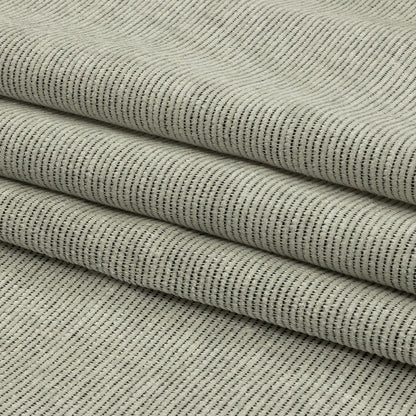 Black and White Linen and Rayon Chenille Stripes Woven Folded