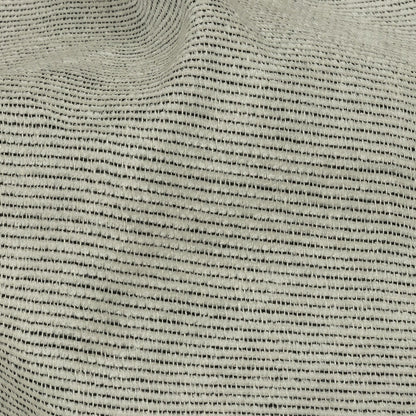 Black and White Linen and Rayon Chenille Stripes Woven Detail