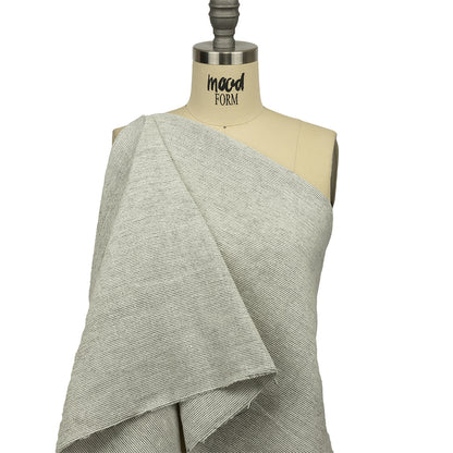 Black and White Linen and Rayon Chenille Stripes Woven Drape