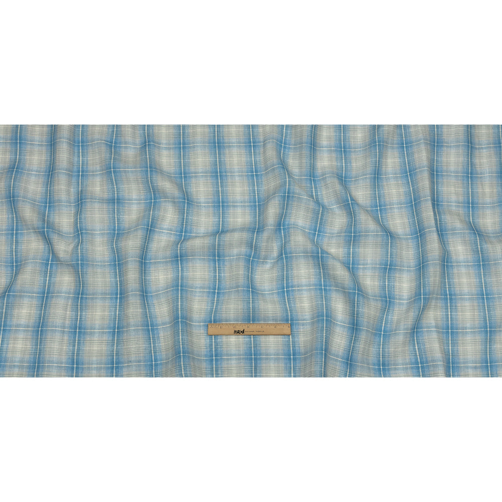Sky and Pale Gray Plaid Lightweight Linen Woven - Full