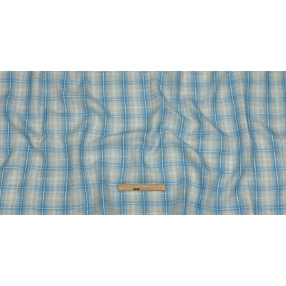 Sky and Pale Gray Plaid Lightweight Linen Woven