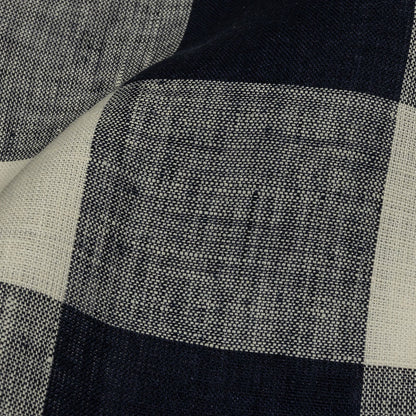 Navy and Icicle Buffalo Check Lightweight Linen Woven
