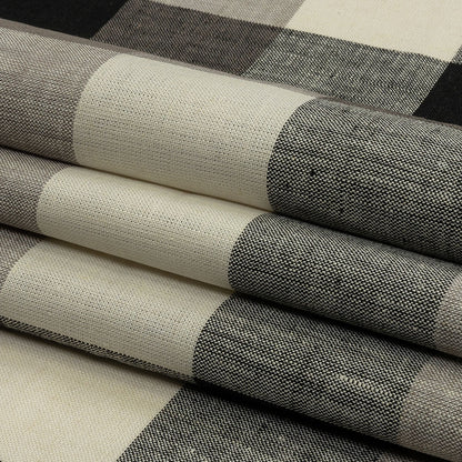 Black, Taupe and Cream Buffalo Check Medium Weight Linen Woven