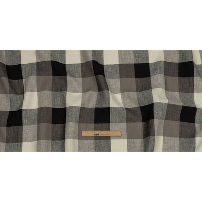 Black, Taupe and Cream Buffalo Check Medium Weight Linen Woven