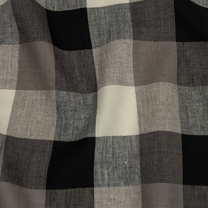 Black, Taupe and Cream Buffalo Check Medium Weight Linen Woven