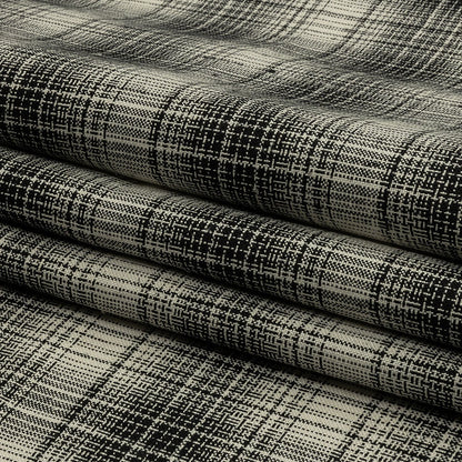 Snake In The Grass and Ivory Plaid Medium Weight Linen Woven
