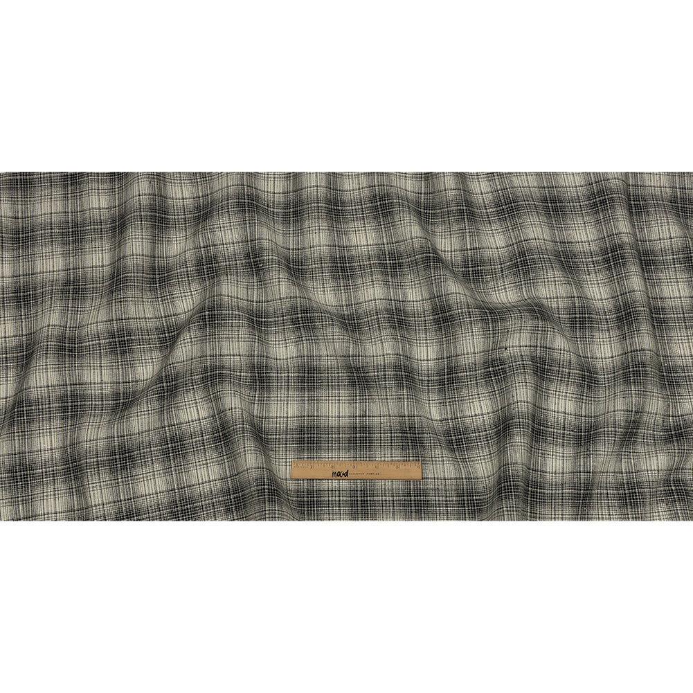 Snake In The Grass and Ivory Plaid Medium Weight Linen Woven