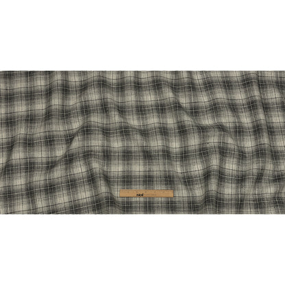 Snake In The Grass and Ivory Plaid Medium Weight Linen Woven
