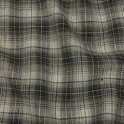 Snake In The Grass and Ivory Plaid Medium Weight Linen Woven