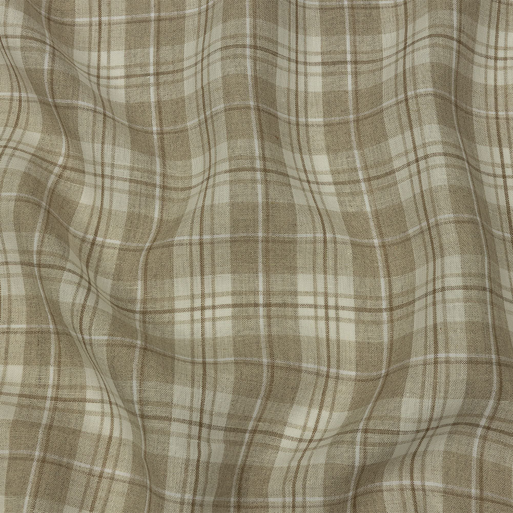 Beige and Cream Plaid Lightweight Linen Woven