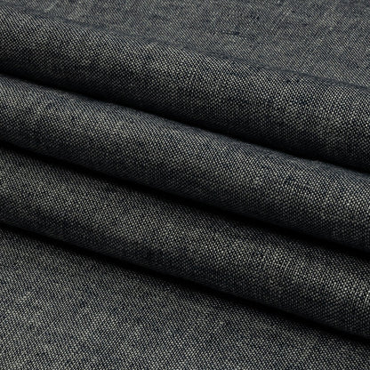 Metallic Silver and True Navy Foiled Medium Weight Linen Woven Folded