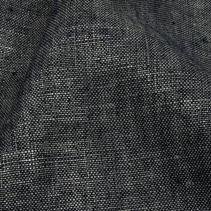 Metallic Silver and True Navy Foiled Medium Weight Linen Woven Detail