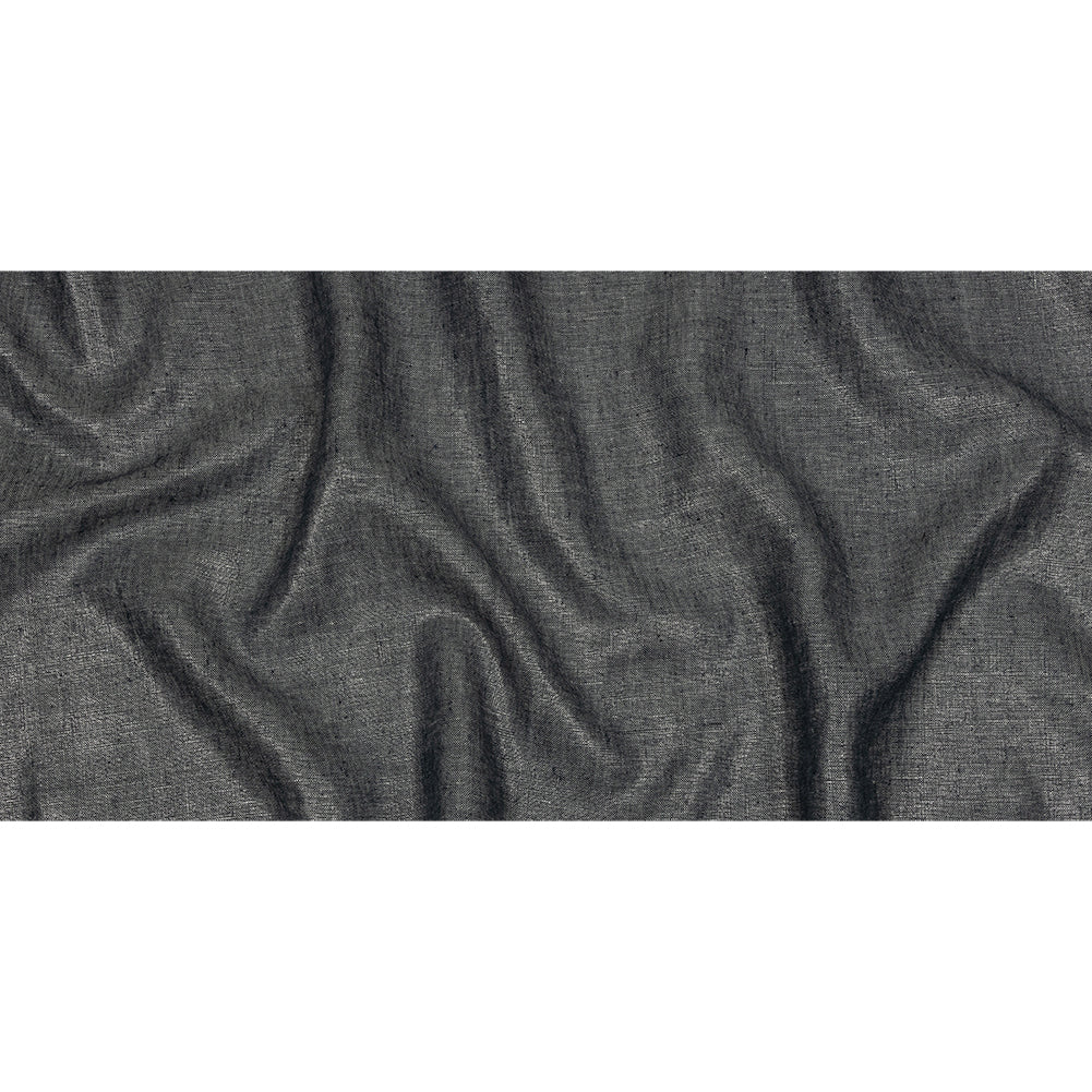 Metallic Silver and True Navy Foiled Medium Weight Linen Woven Full