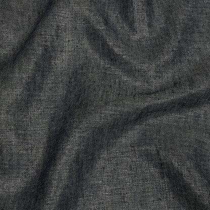Metallic Silver and True Navy Foiled Medium Weight Linen Woven