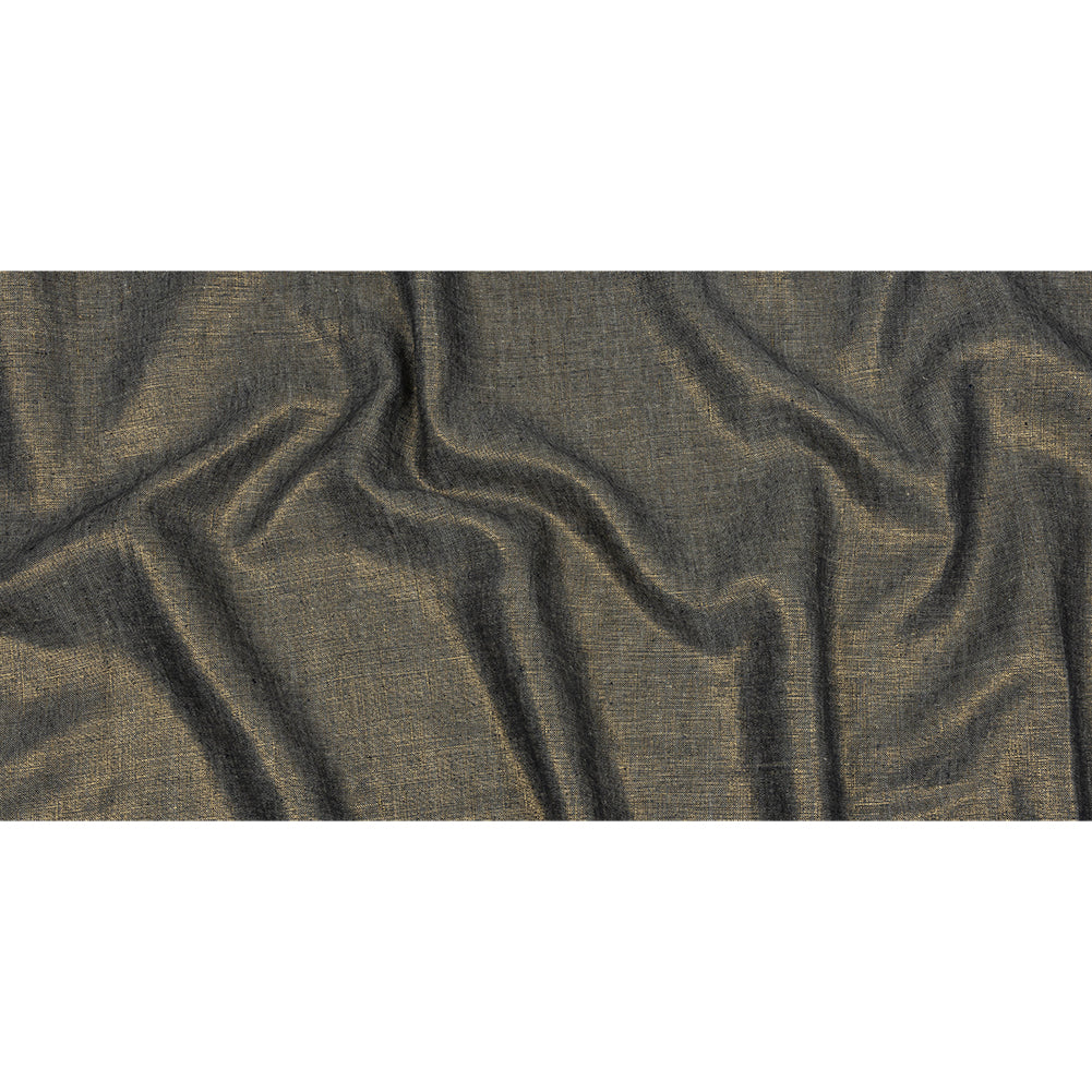 Metallic Gold and True Navy Foiled Medium Weight Linen Woven Full