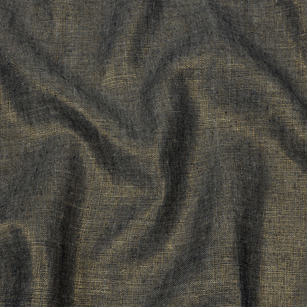 Metallic Gold and True Navy Foiled Medium Weight Linen Woven