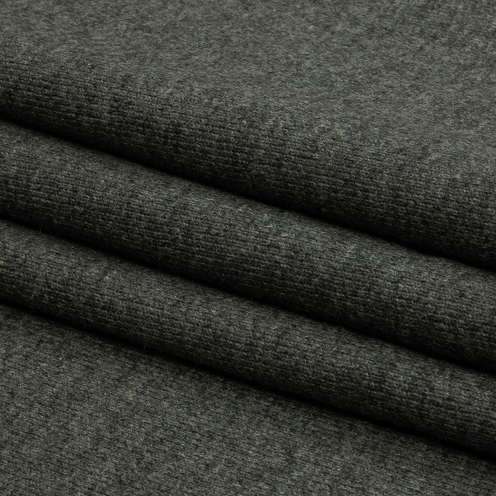 Famous Designer Heathered Gray Blended Wool Double Knit