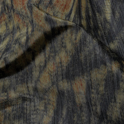 Italian Olive, Orange and Black Abstract Warp Printed Polyester Faille Detail