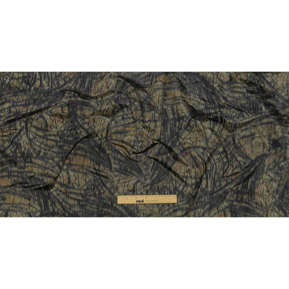 Italian Olive, Orange and Black Abstract Warp Printed Polyester Faille Full