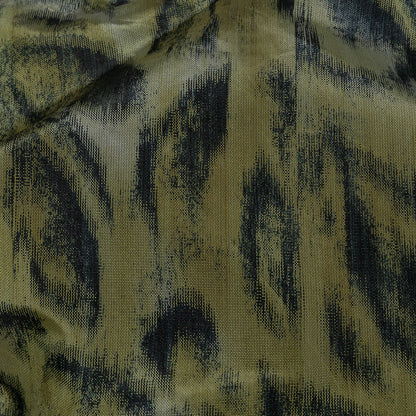 Italian Olive Green and Blue Graphite Spotted Warp Printed Polyester Faille Detail