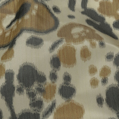 Italian Tan, Beige and Basalt Floral Warp Printed Polyester Faille Detail