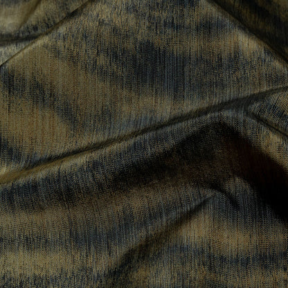 Italian Golden Olive and Black Tiger Stripes Warp Printed Polyester Faille Detail