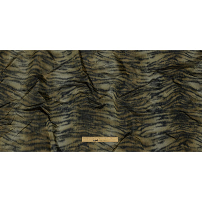 Italian Golden Olive and Black Tiger Stripes Warp Printed Polyester Faille Full