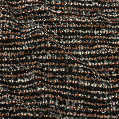 Black, Orange and Tan Striped Boucle Chunky Wool Sweater Knit