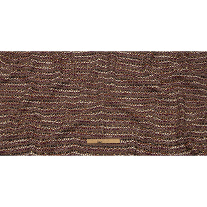 Magenta, Beige and Burnt Orange Striped Chunky Wool Blend Boucle Sweater Knit Full